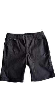 Code Bleu Gwen Denim Shorts Womens 12P Black Bermuda 10" Stretch Zipper 5 Pocket
